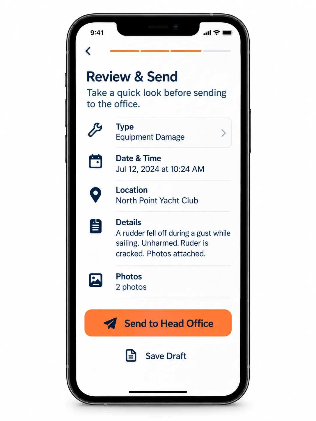 Final review and send screen
